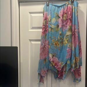 Joseph Ribkoff Blue and Pink Floral Skirt